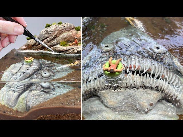 MONSTER STARGAZER FISH Hunts Swimmers! Diorama, Resin, Polymer Clay