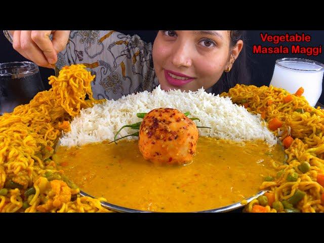 Eating Spicy Dal Chawal, Aloo Bhorta, Vegetable Maggi Masala Asmr Mukbang Eating Show | Street Show