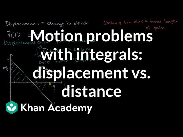 Motion problems with integrals: displacement vs. distance | AP Calculus AB | Khan Academy