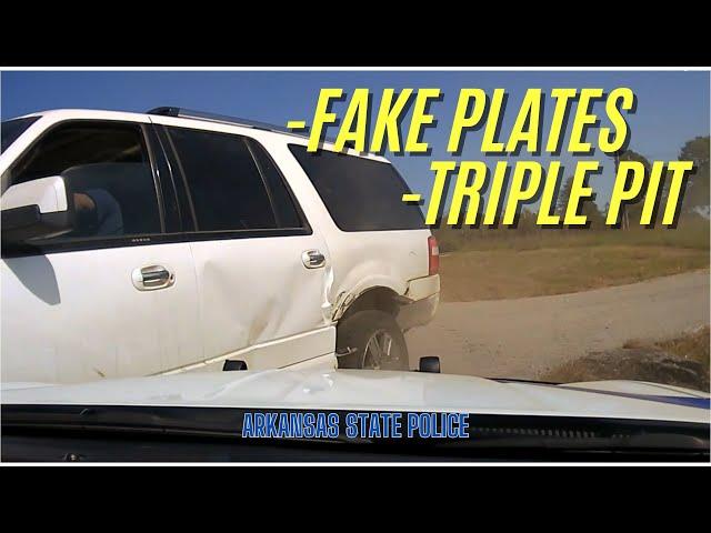 Fake License Plate on Ford Expedition leads to Arkansas State Police PURSUIT & triple PIT attempt