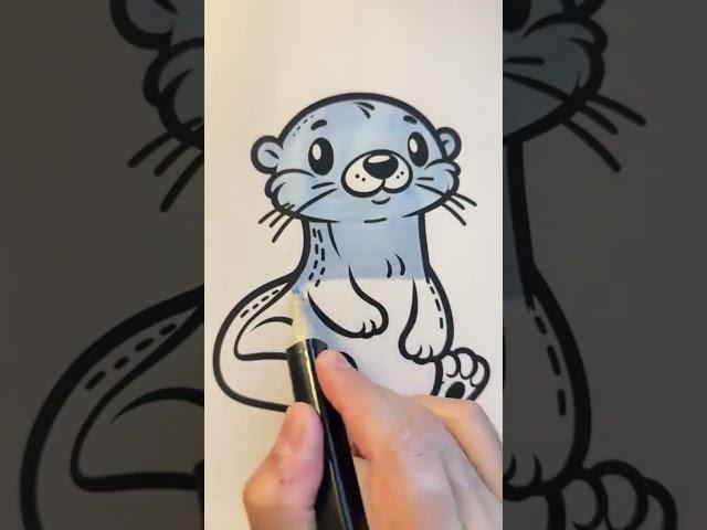  ASMR Coloring Otter with Markers  | Relaxing Forest Friends Book 