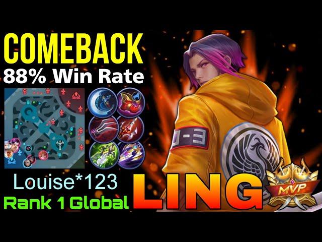 88% Win Rate Ling Comeback Gameplay - Top 1 Global Ling by Louise*123 - Mobile Legends