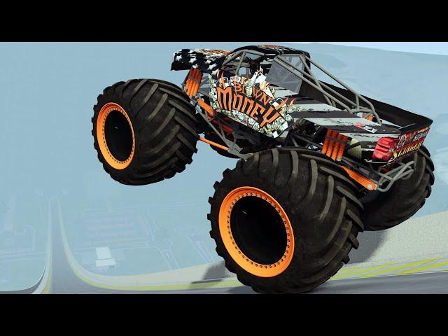 Blown Money Reptoid and Grave Digger Monster Jam Epic High Speed Jumps | BeamNG.Drive