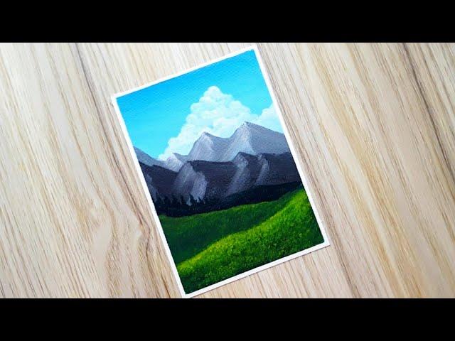 Easy mountain meadow painting | Acrylic painting for beginners #painting #art