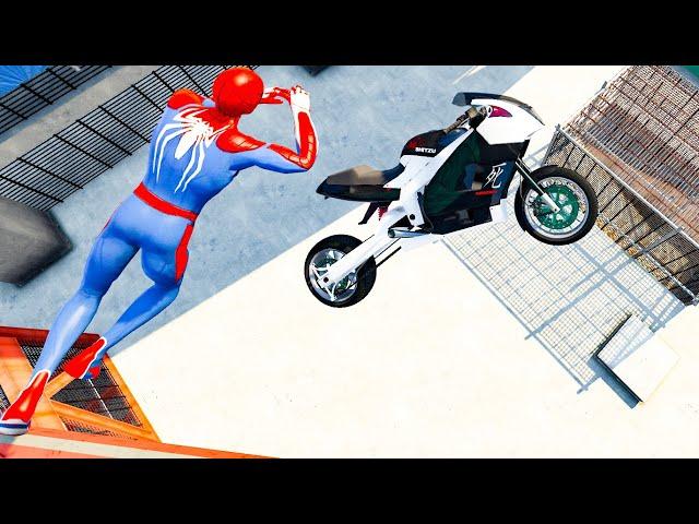 GTA 5 SPIDERMAN Ragdolls Motorcycle Fails 4k Compilation (GTA 5 Fails, Funny Moments/Ragdolls)