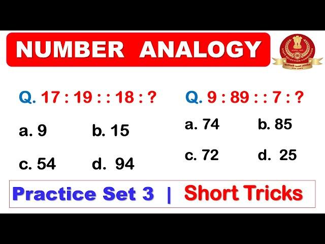 Practice Set 19 of Number series Reasoning Short Tricks in hindi for #ssccgl #ssc #sscchsl #sscgd