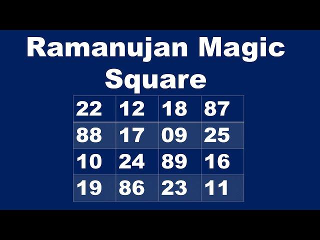 Ramanujan Magic Square|| Mathematics by Vikas Srivastava||