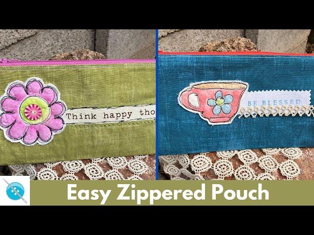 Easiest Zipper Pouch Ever, Plus Using My Watercolor Embellishments