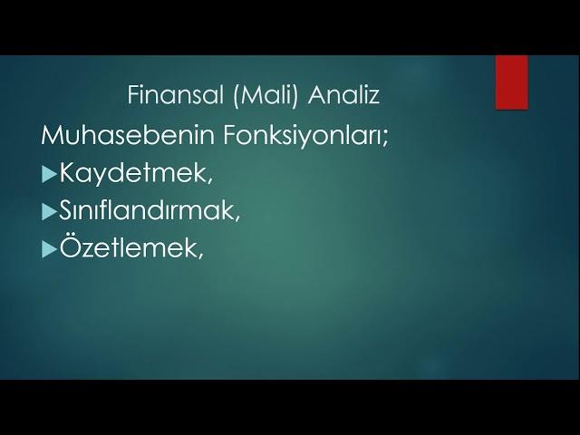Finansal Analiz Teknikleri V1