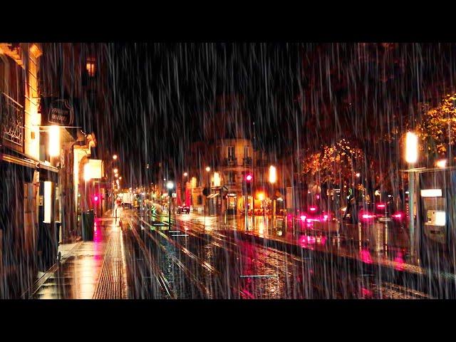 Very Relaxing Night Rain Walk in 4k France | 2024 | ASMR Rain sounds for sleeping