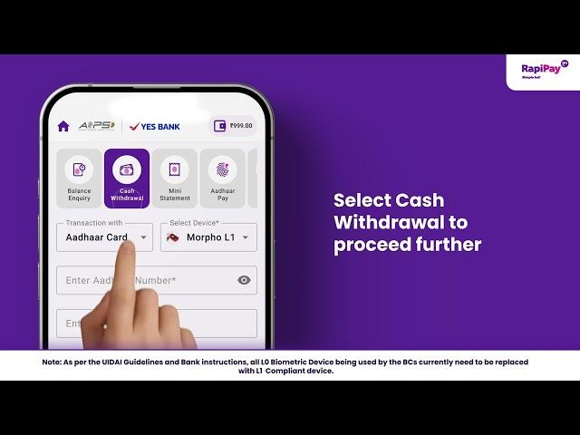 How to Perform AEPS Cash Withdrawal Transactions with your L1 Device?