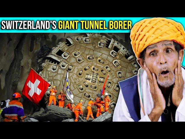 Villagers' Astonishing Reactions to Switzerland's Enormous Tunnel Boring Machine! Tribal People