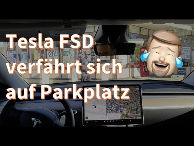 Tesla FSD verfährt sich auf Parkplatz – kriegt aber noch die Kurve