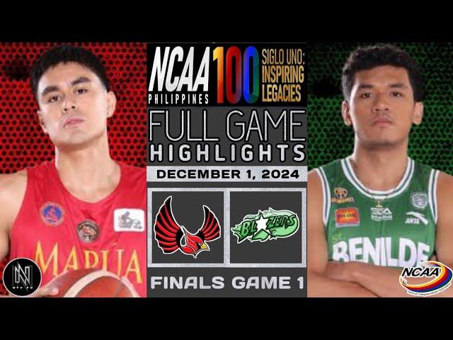 NCAA HIGHLIGHTS | MAPUA CARDINALS VS BENILDE BLAZERS FINALS GAME 1 | DECEMBER 1, 2024