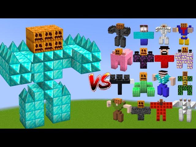 ALPHA MUTANT DIAMOND GOLEM vs All Minecraft Bosses - Minecraft Mob Battle