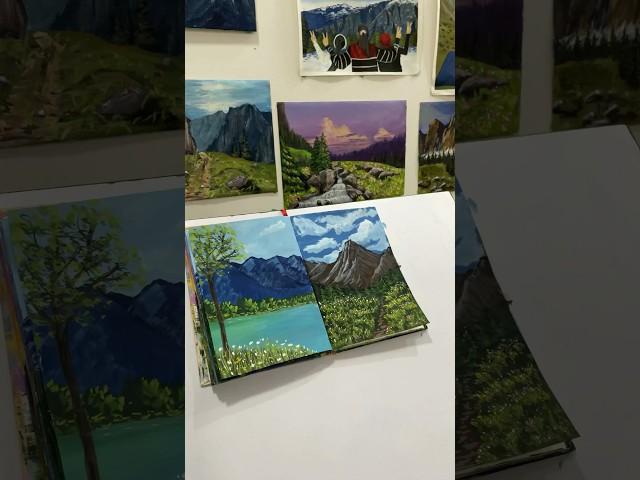 Easy mountains landscape painting #mountains #gouachepainting #painting #art #trending #shorts #diy