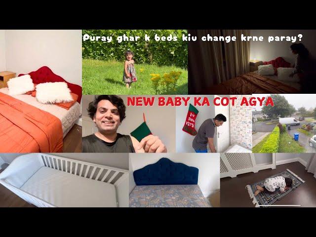 New Baby ka cot set kiya | Ghar k Saray beds change kiye | How to get free things in Ireland