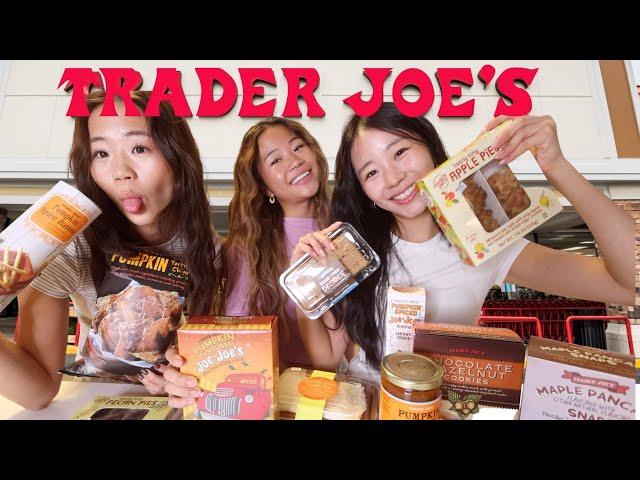 We Tried EVERY Trader Joes Fall Flavored Snacks!! (SO GOOD)