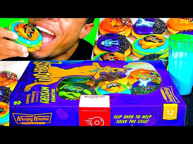 ASMR DONUTS AND MILK MUKBANG KRISPY KREME SCOOBY DOO! MYSTERY PACK JERRY EATING SHOW NO TALKING