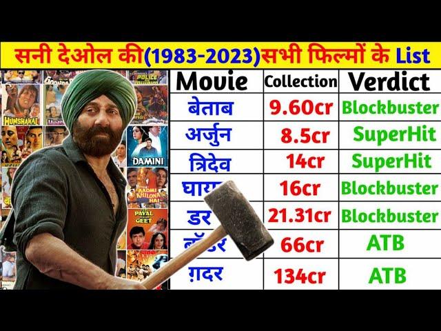 Sunny deol (1983-2023) all movie list | Sunny deol all movie list hit and flop