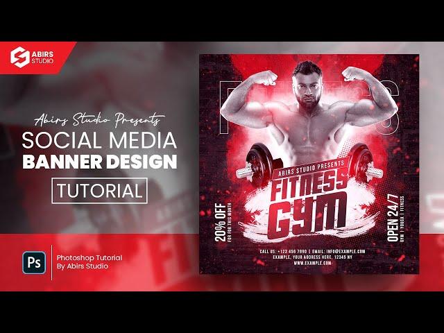 Fitness GYM Social Media Post and Square Flyer Design | Photoshop Tutorial