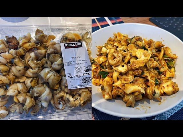 How to cook whelks; Butter and Scallion Spicy Stir-Fried Whelk Meat; 黄油香葱爆炒海螺肉