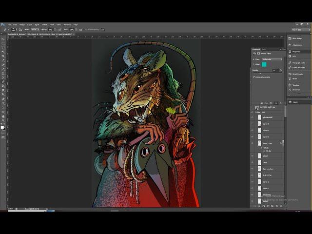 PHOTOSHOP TIME LAPSE EYE DETAIL AND RIM LIGHT  the RAT GOD game concept art