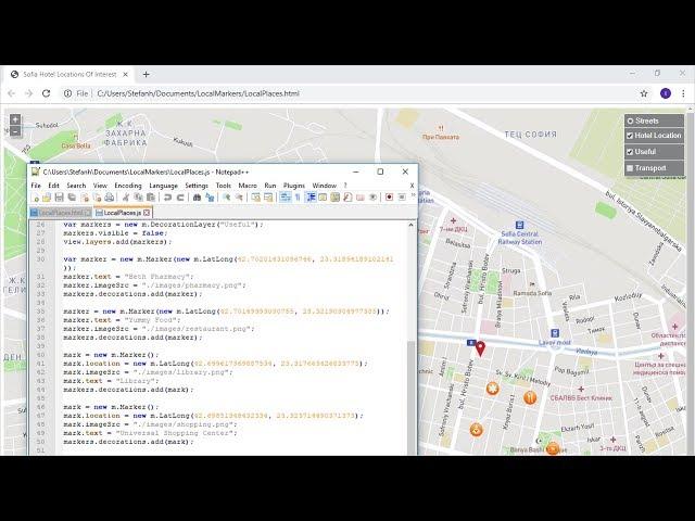 Street Map With Location Markers Using MindFusion JavaScript Mapping and Mapbox