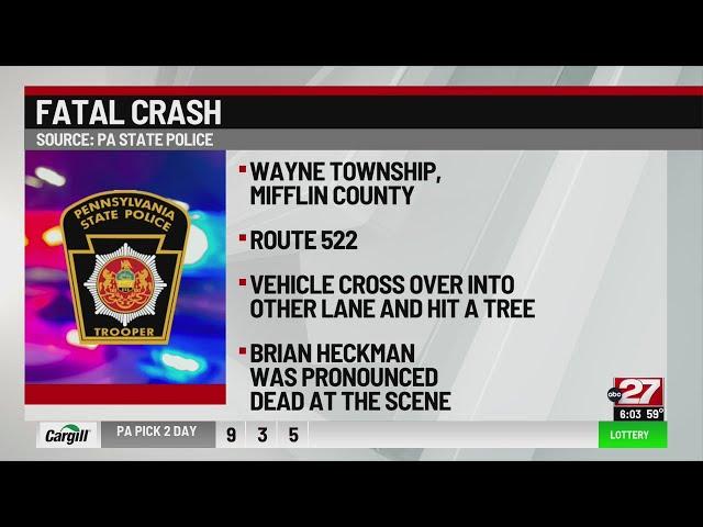 One dead after crash in Mifflin County