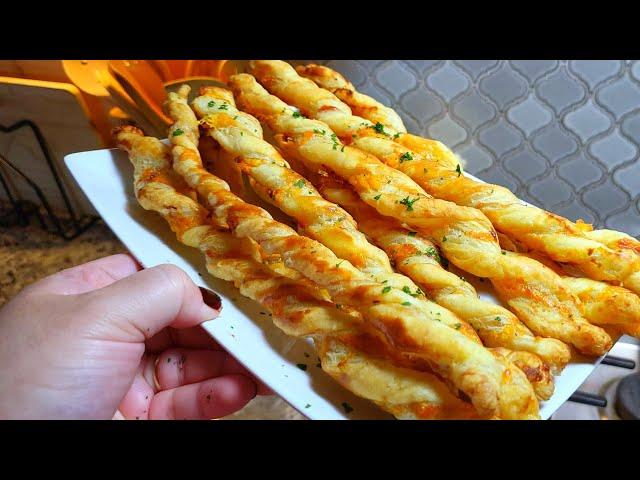 These are addictive! My ULTIMATE Puff Pastry Appetizer | Cheese Straws Recipe