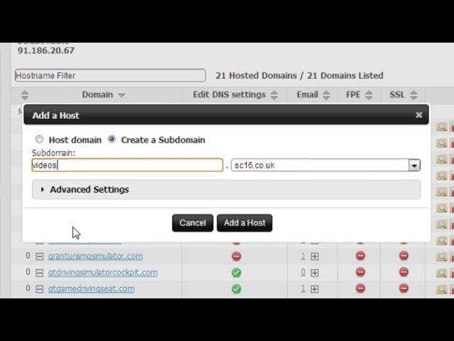 How to create a subdomain at Comtech Pal