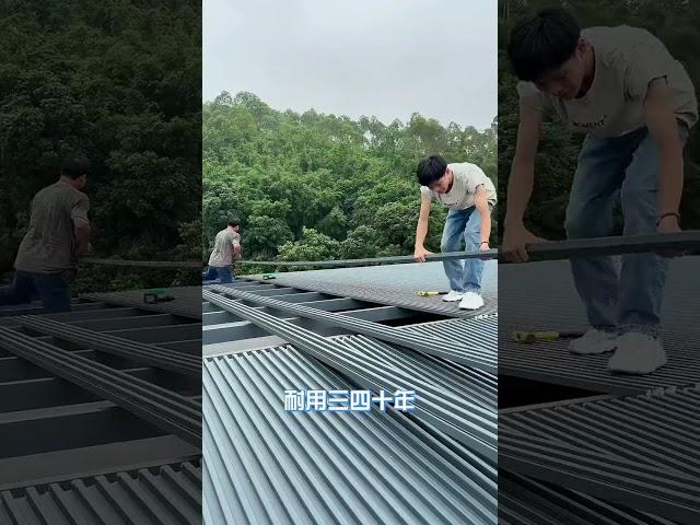 鋁合金雙層隔熱鋁瓦 中間填充高密度聚氨酯 隔熱隔音屋頂封頂用 #陽光房 #施工現場實拍 #門窗人 #戶外遮陽