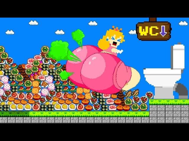 Super Mario Bros. but 999 JUNK FOOD guide giant BUTT Peach to Toilet | Game Animation