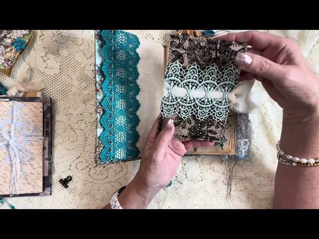 Cyan Lady in Blue Journal - beaded sari cover