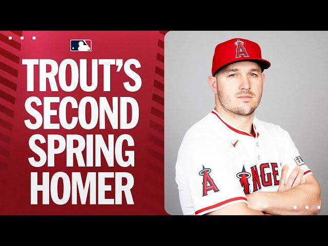 Mike Trout LASERS one out the other way for his second Spring Training long ball 