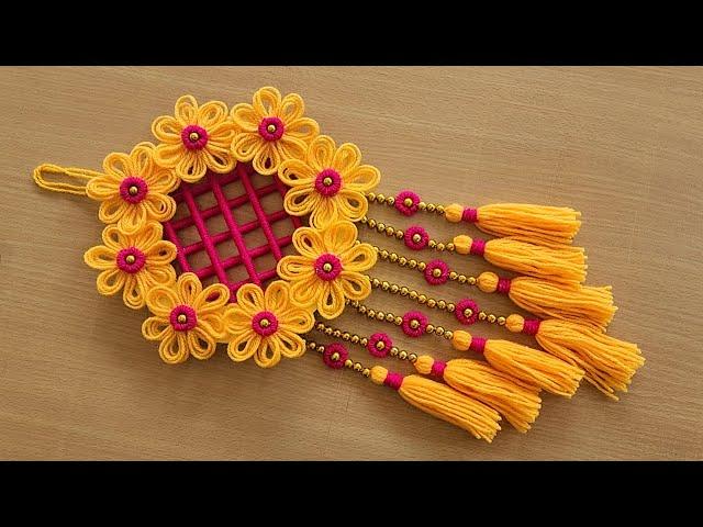 Easy Woolen Wall Hanging - Wool Flower Making - Home Decoration Idea - DIY Wall Hanging Out Of Wool