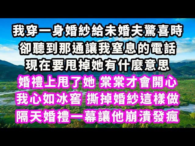 我穿一身婚紗給未婚夫驚喜時，卻聽到那通讓我窒息的電話，現在要甩掉她有什麼意思，婚禮上甩了她，棠棠才會開心，我心如冰窖，撕掉婚紗這樣做，隔天婚禮一幕讓他崩潰發瘋#爽文完結#一口氣看完#小三