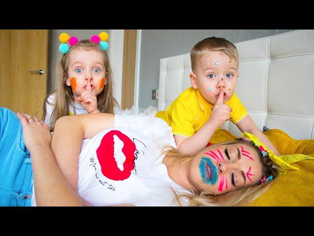 DON'T WAKE UP MOMMY | Funny Game Challenge with Toys and Little Gaby