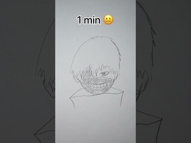 How to Draw Ken Kaneki in 10sec, 10mins, 10hrs #shorts