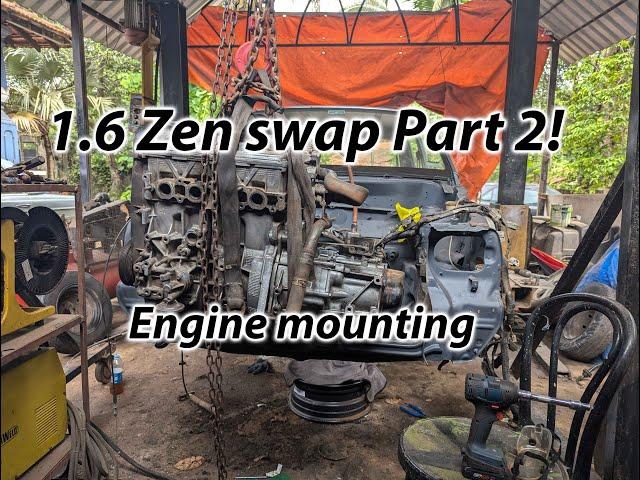 B - Zen 1.6 swap build part 2 | engine mounts, gearbox pairing and fiberglass