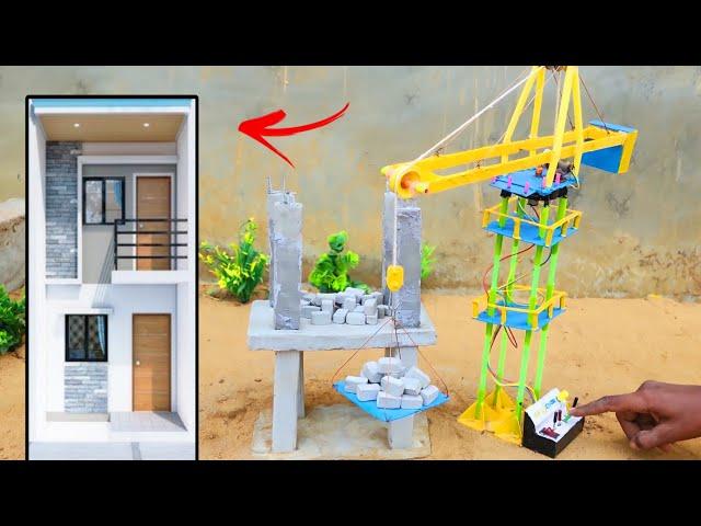 Tower crane mini house construction | Concrete mixture machine | Science project