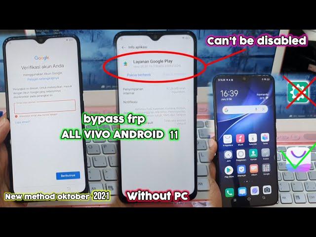 Lupa akun google Bypass frp Vivo Y19/V19/Y17/Y50/Y51 android 11 GOOGLE PLAY SERVICES NOT DISABLE