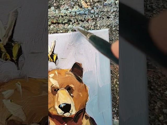 Bear and Bee Oil Painting ️   