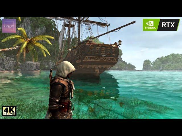 Assassin's Creed IV Black Flag - Relaxing Ambient Walking | 4K Ultra Max Graphics - Ray Tracing GI