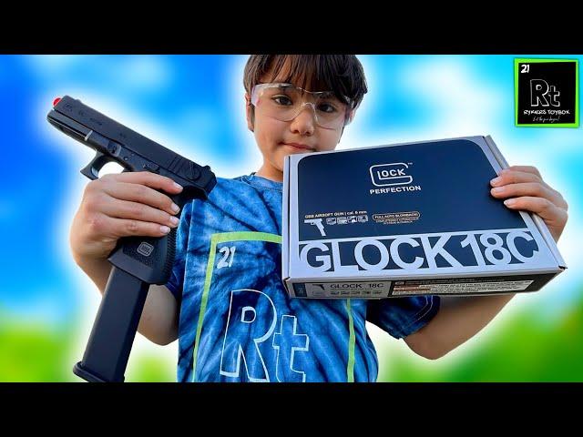 7 year old gets his Dream Pistol! **Glock 18C Airsoft**