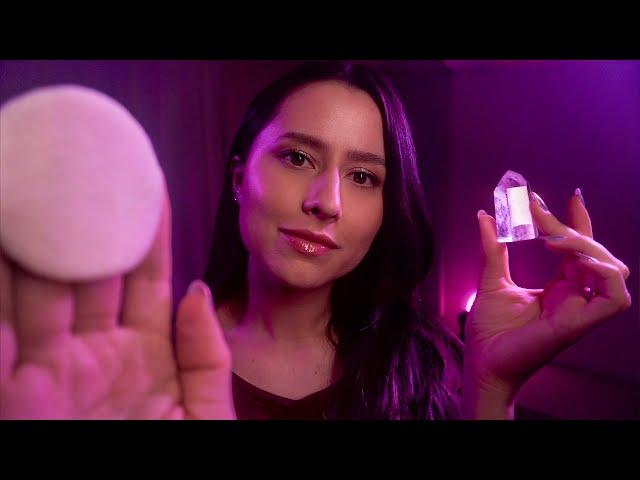 ASMR Personal attention for sleep, no talking  face brushing, crystal, massage, fabric, tktk, shsh