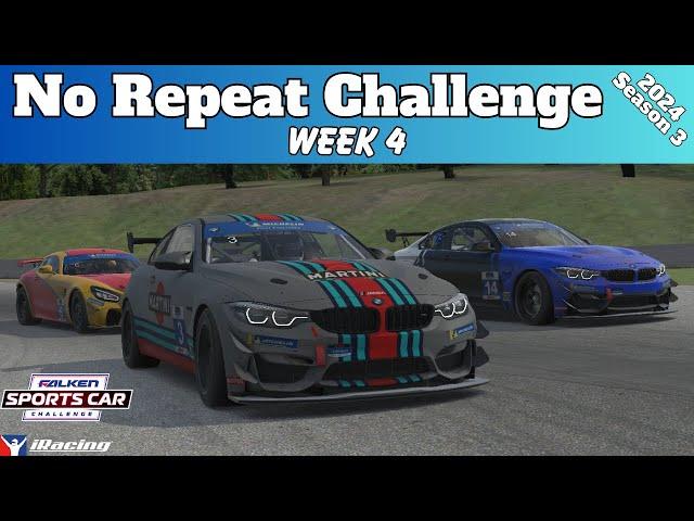 Battles all race long - iRacing No Repeat Challenge - Falken Tyre Challenge GT4/LMP3 Mosport