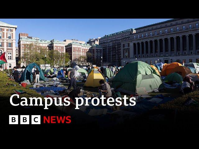 Gaza protests continue on US university campuses | BBC News| BBC News