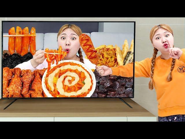 Mukbang Fire Spicy Rose Tteokbokki Noodle TV 속 로제 엽떡 먹방 Convenience Store food EATING SHOW | HIU 하이유