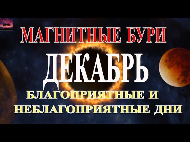 МАГНИТНЫЕ БУРИ. БЛАГОПРИЯТНЫЕ И НЕБЛАГОПРИЯТНЫЕ ДНИ  В ДЕКАБРЕ.